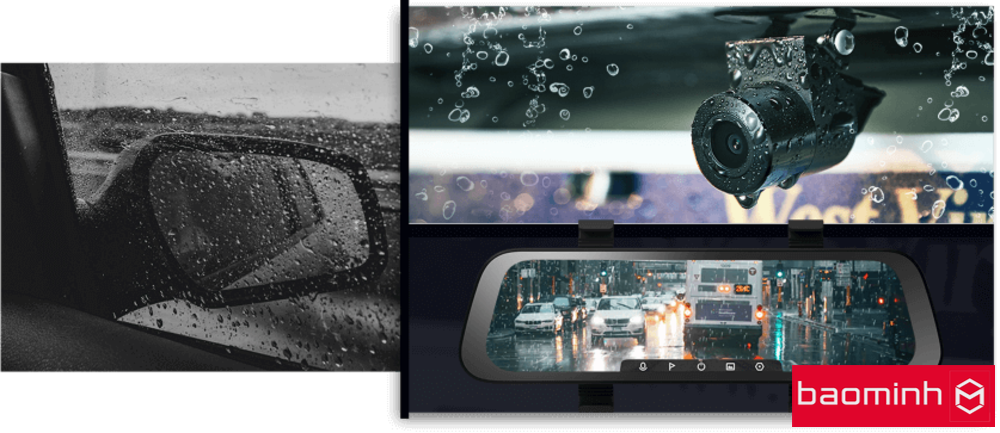 Camera phía sau sắc nét, với khả năng chống nước IP67. Giúp hoàn toàn thay thế gương chiếu hậu trong điều kiện thời tiết xấu.