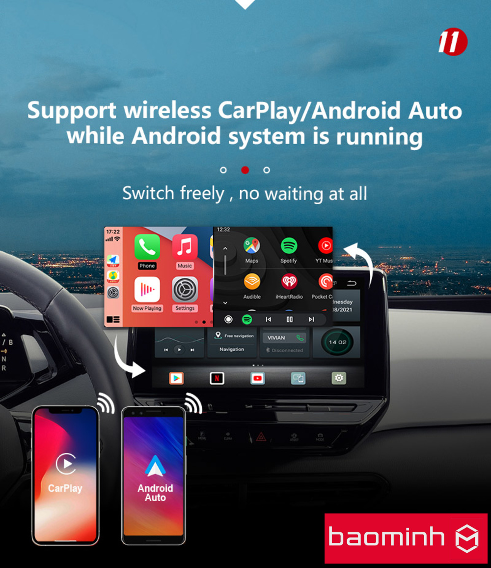 Hiếm có xe nào lại có sẵn Apple carplay/ Android auto không dây. Trong khi việc kết nối có dây gây ra nhiều phiền toái cho khách hàng. Hiểu điều đó, sản phẩm Android box carplay này đã tích hợp chức năng Apple carplay và Android Auto không dây.