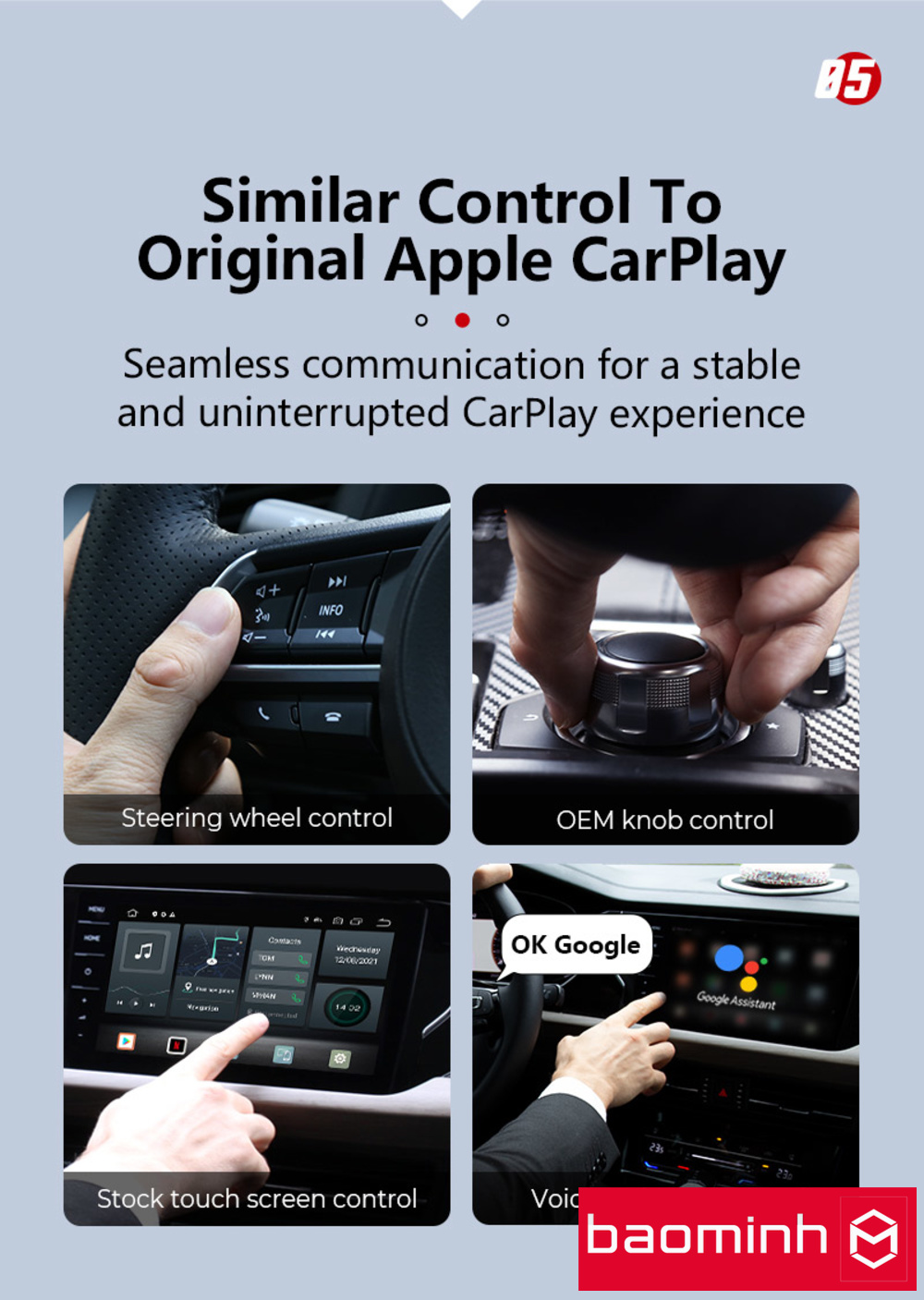 AI Carplay Picasou S31 hỗ trợ giữ nguyên các thao tác trên vô lăng và các nút vặn trên các dòng xe. Giúp điều hướng, chỉnh lên xuống, chỉnh to nhỏ, lựa chọn...như nguyên bản của xe ban đầu. Giúp lái xe thoải mái và thư thái hơn trong quá trình lái xe.
