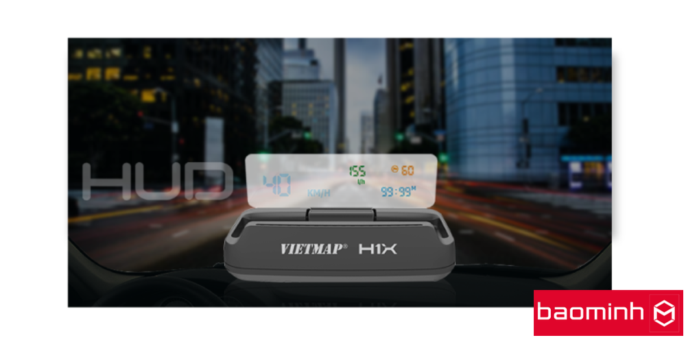 Màn hình hiển thị thông tin lên kính lái xe HUD H1X thông minh, cung cấp thông tin dữ liệu giao thông không đòi hỏi người sử dụng thay đổi góc nhìn giúp việc lái xe dễ dàng và an toàn.